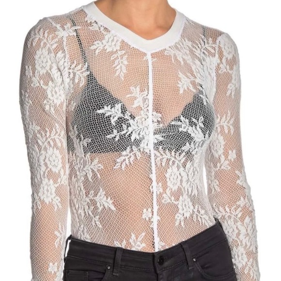 NEW M Free People Lace Long Sleeve Layering Top - Picture 4 of 11